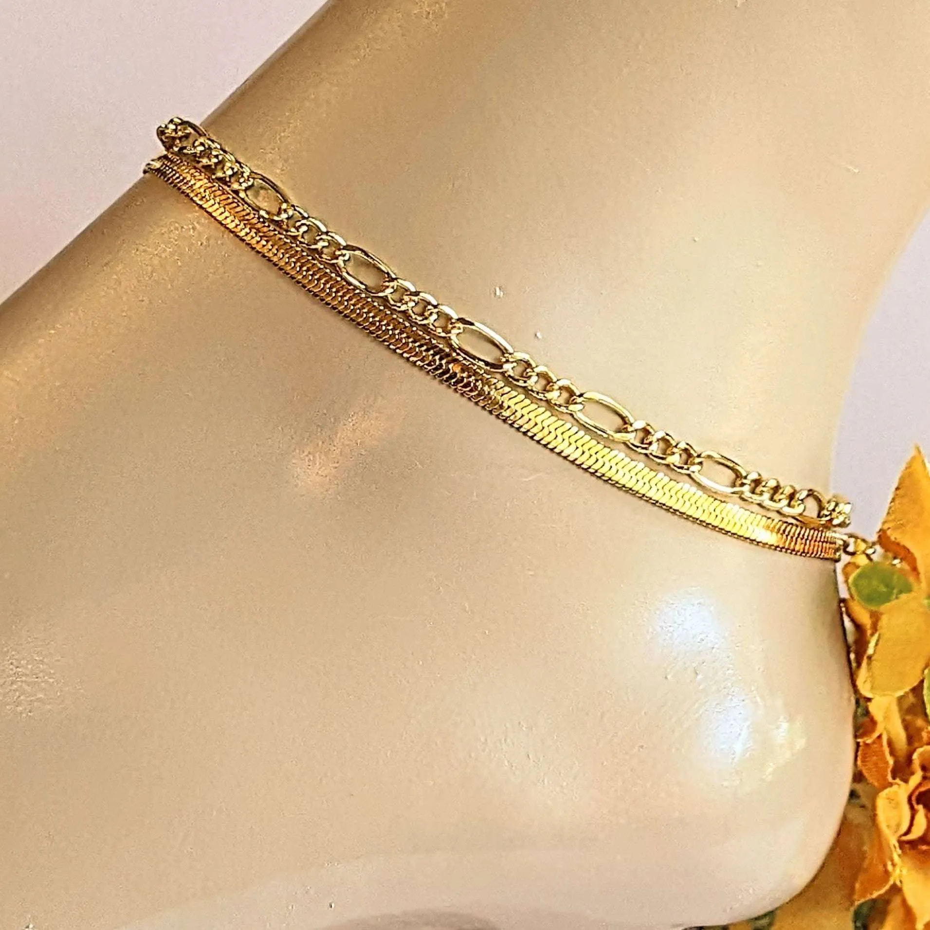 Gold Figaro Chain Anklet