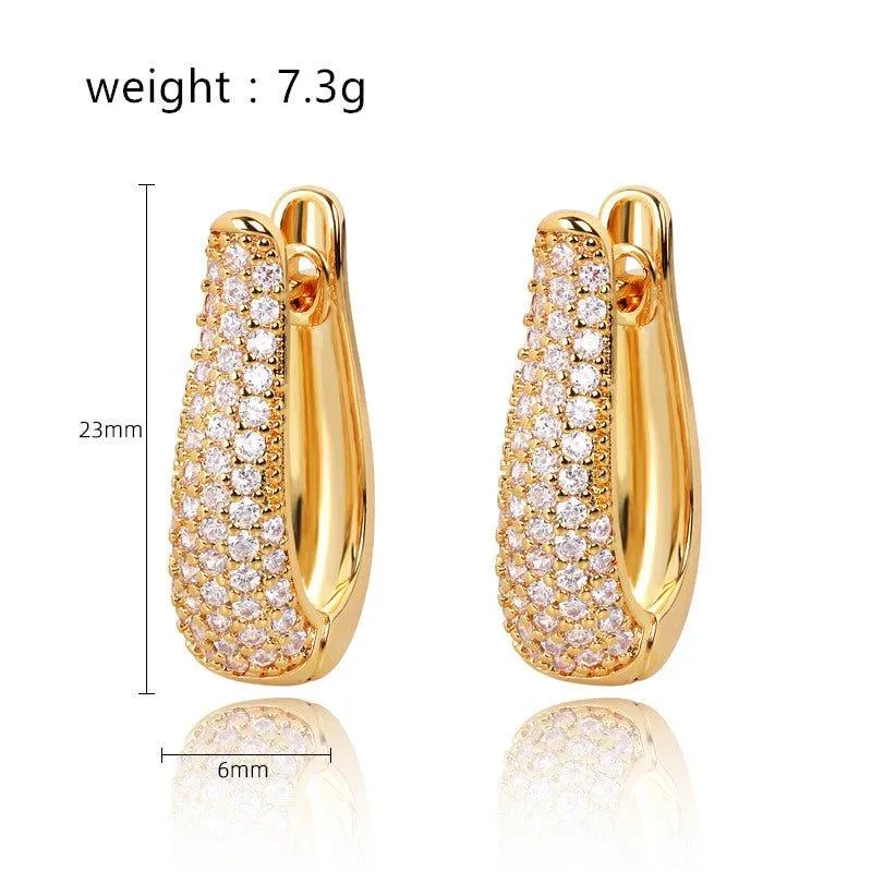 Gold Hinged Hoop Earrings with Cubic Zirconia