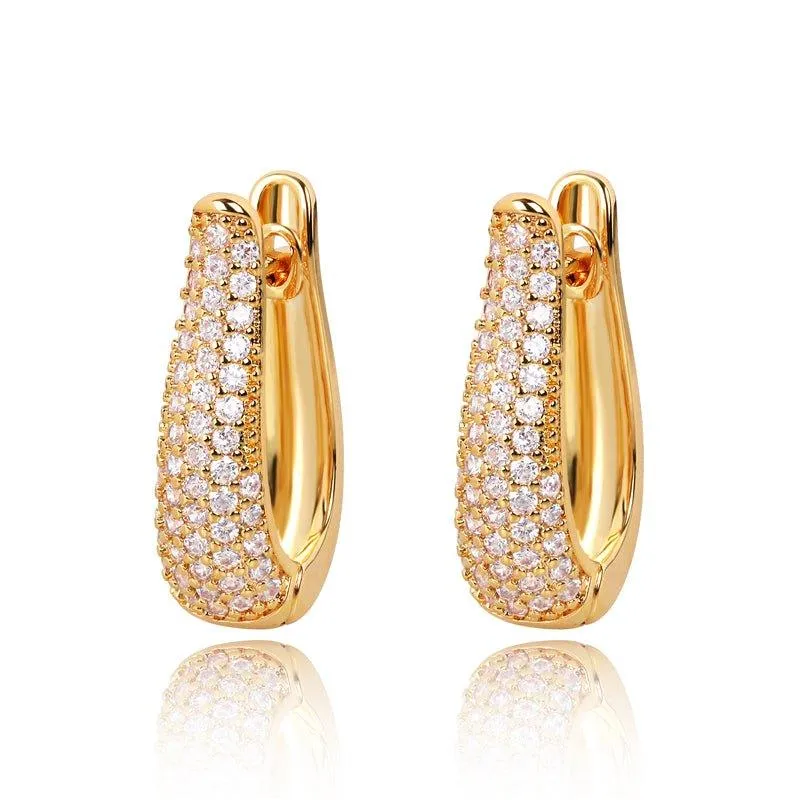 Gold Hinged Hoop Earrings with Cubic Zirconia