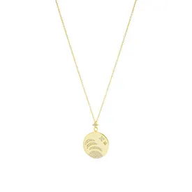 gold plated moon and star disc necklace