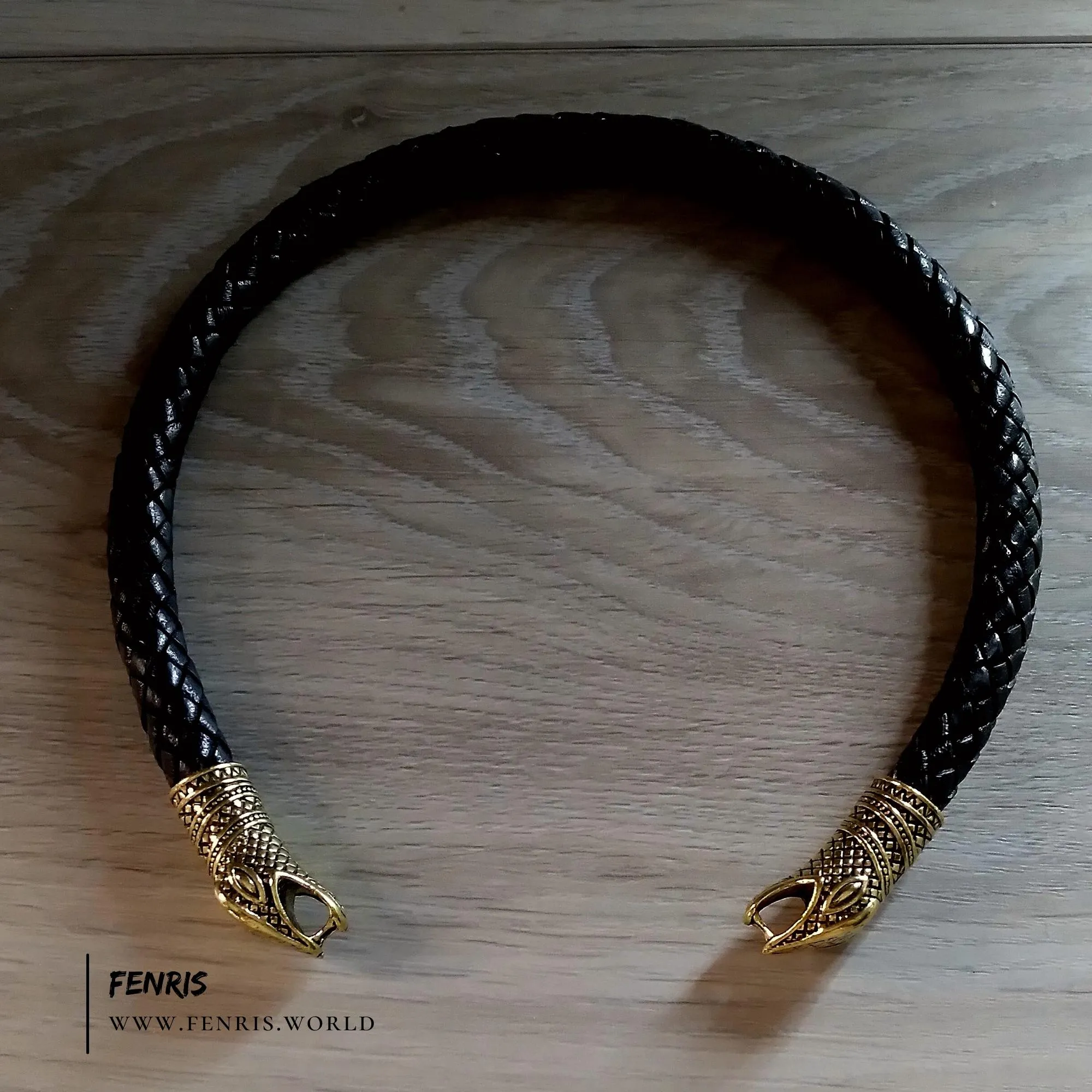 Gold Torc Snake Black Leather | Fenris