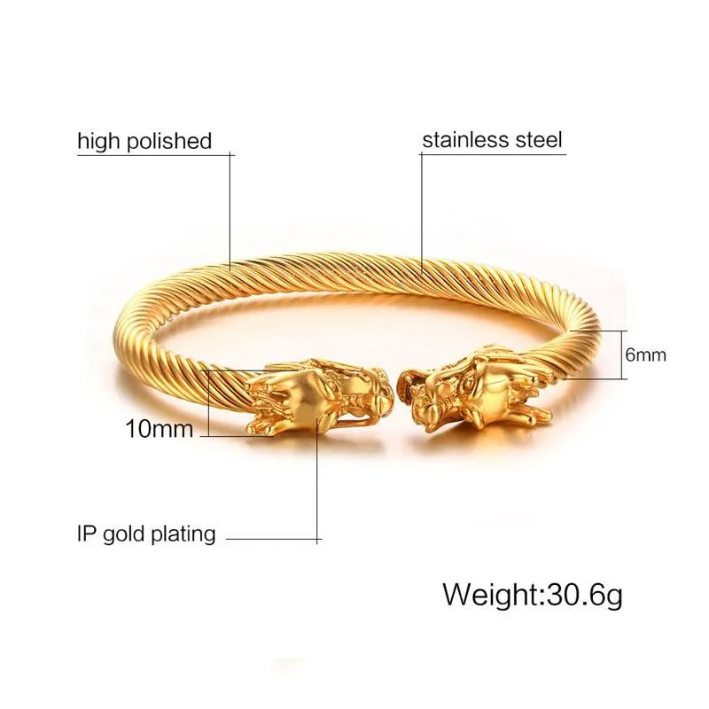 Golden Siamese Dragons Twisted Chain Bangle