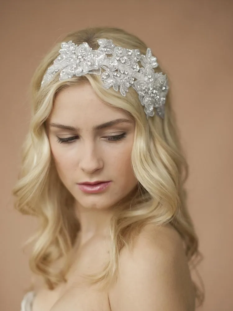 Gorgeous Crystal & Lace Applique Bridal Headband