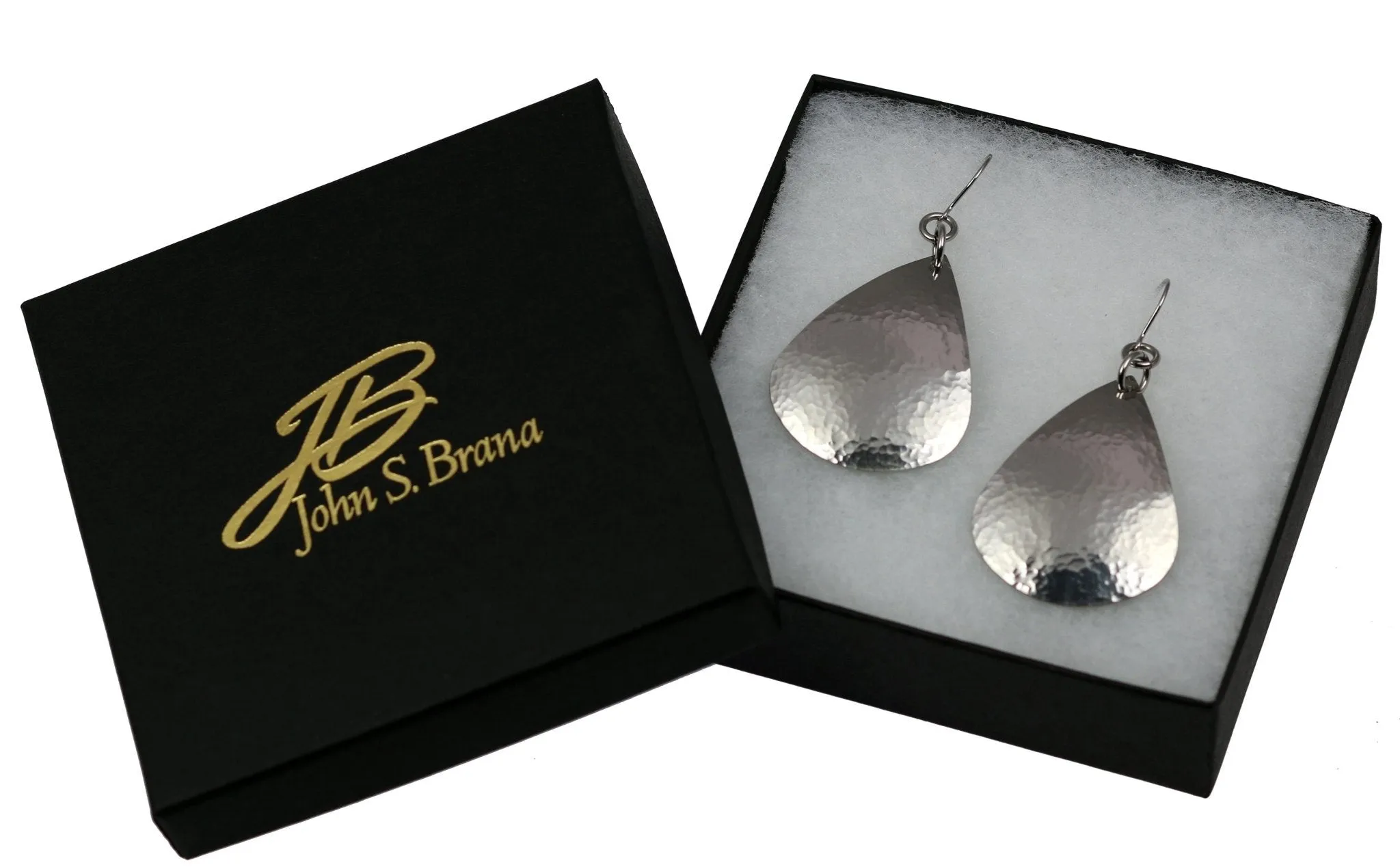 Hammered Stainless Steel Teardrop Earrings