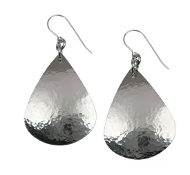 Hammered Stainless Steel Teardrop Earrings