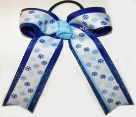 Hanukkah Blue Snowflake Pony Tails Bow