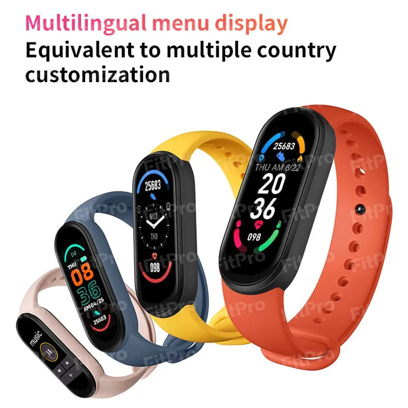 M6 Smart Fitness Watch (with Magnetic Charging Band, HR & BP, Find My Phone)