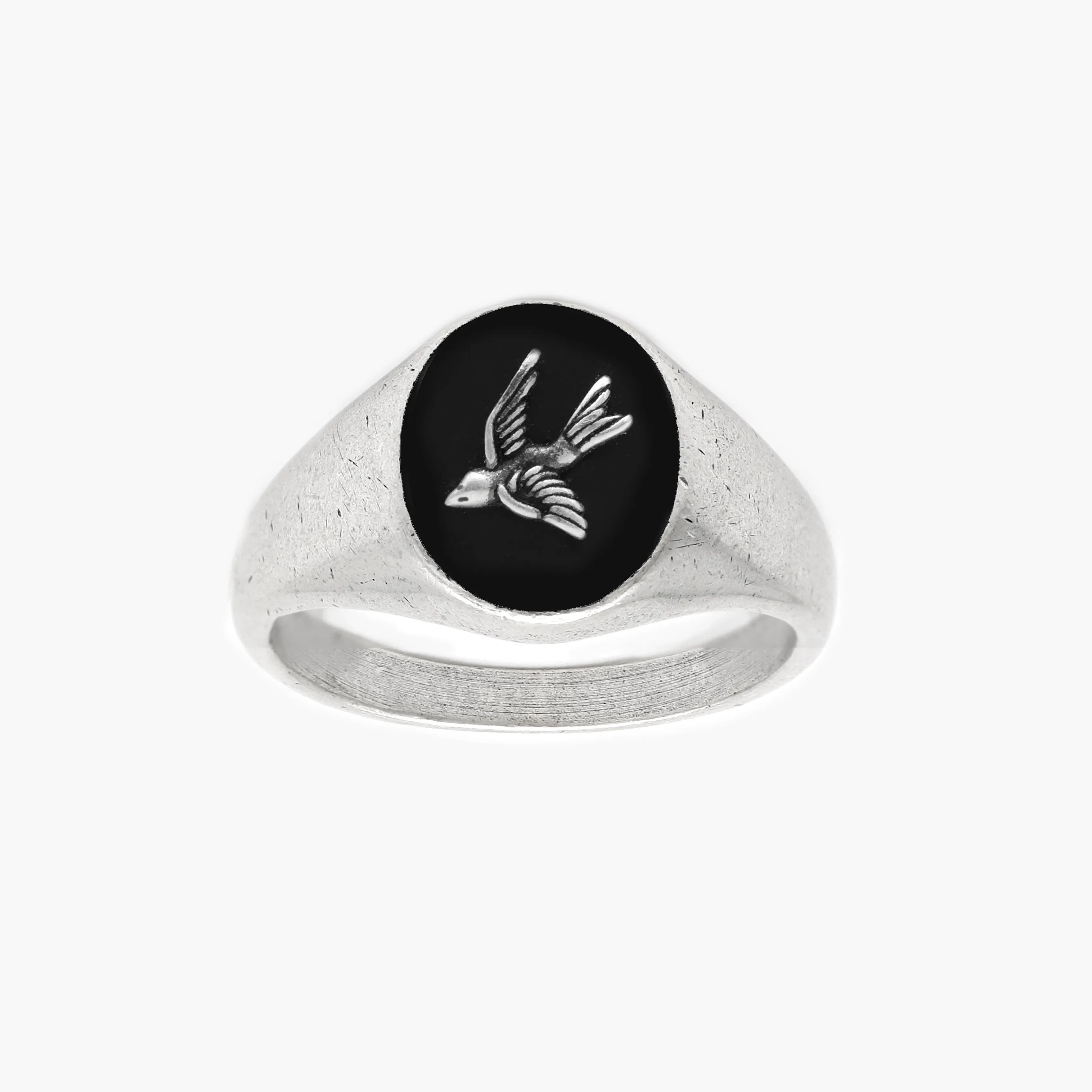 Matte Onyx "Dove" Sterling Silver Signet Ring