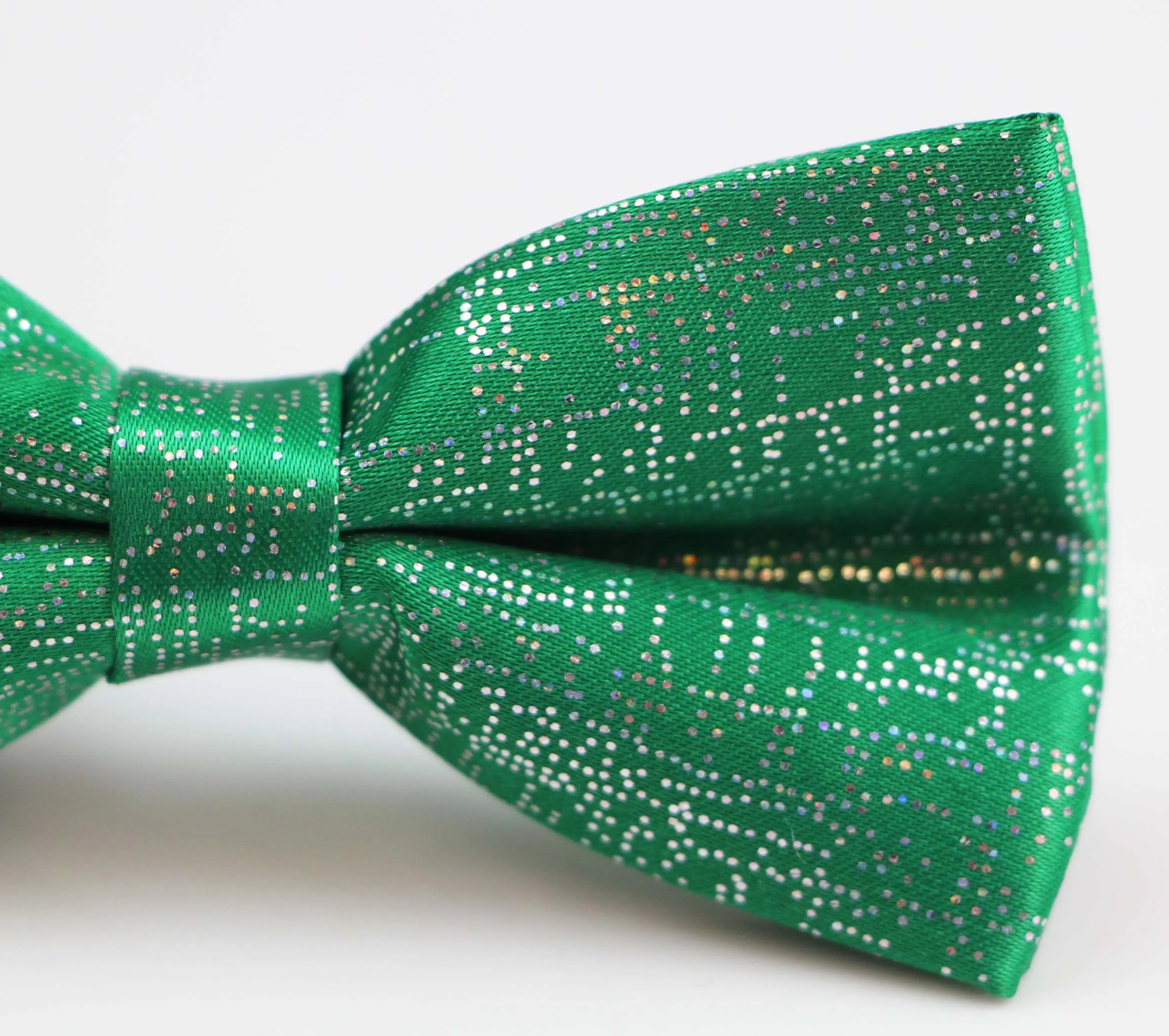 Mens Green Sparkly Glitter Patterned Bow Tie