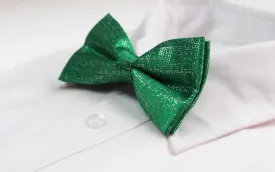 Mens Green Sparkly Glitter Patterned Bow Tie