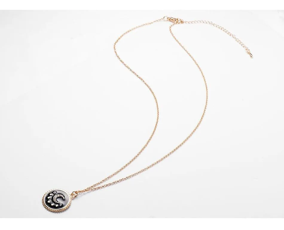 Moon and Star Pendant Necklace-Hollywood Sensations "Moon and Star Necklace"-Moon Star Necklace