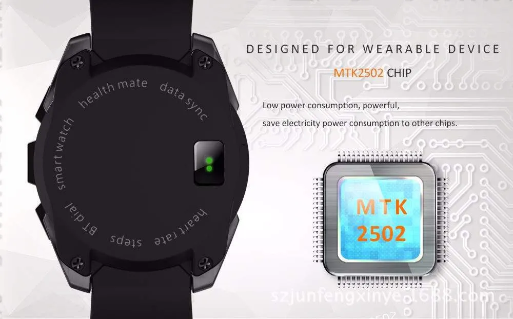 MTK2502 Smartwatch Heart Rate Monitor,Fitness Tracker, Call, SMS for Android and iOS