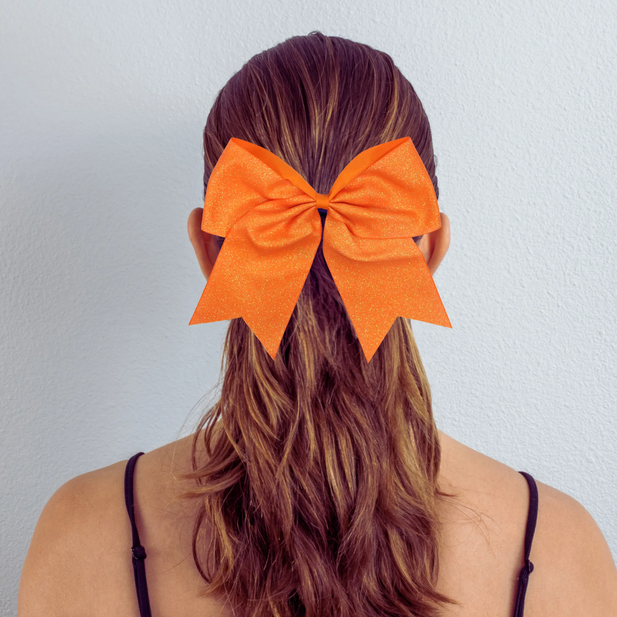 Orange Glitter Cheer Bow