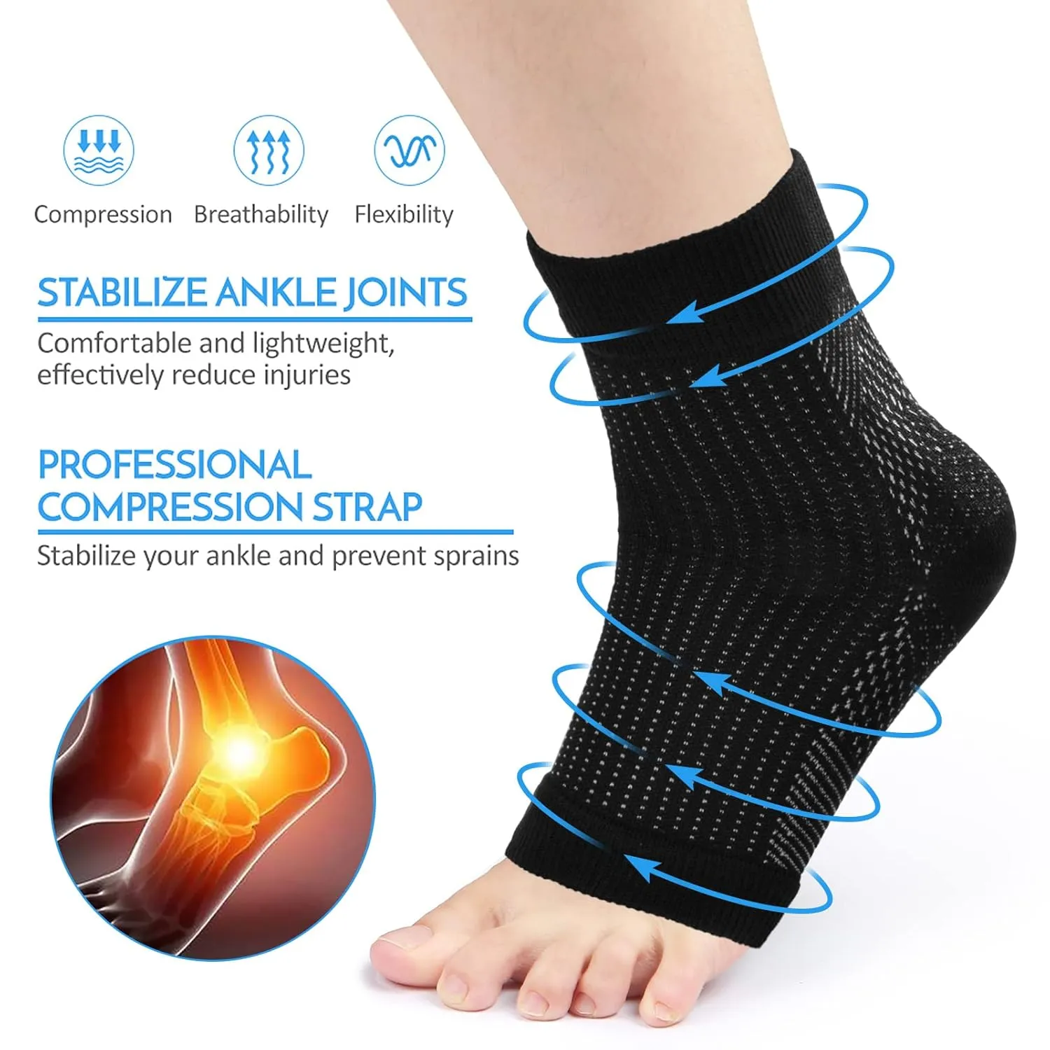 Pain Relief Compression Socks – Support for Neuropathy, Swelling & Heel Pain (Black)