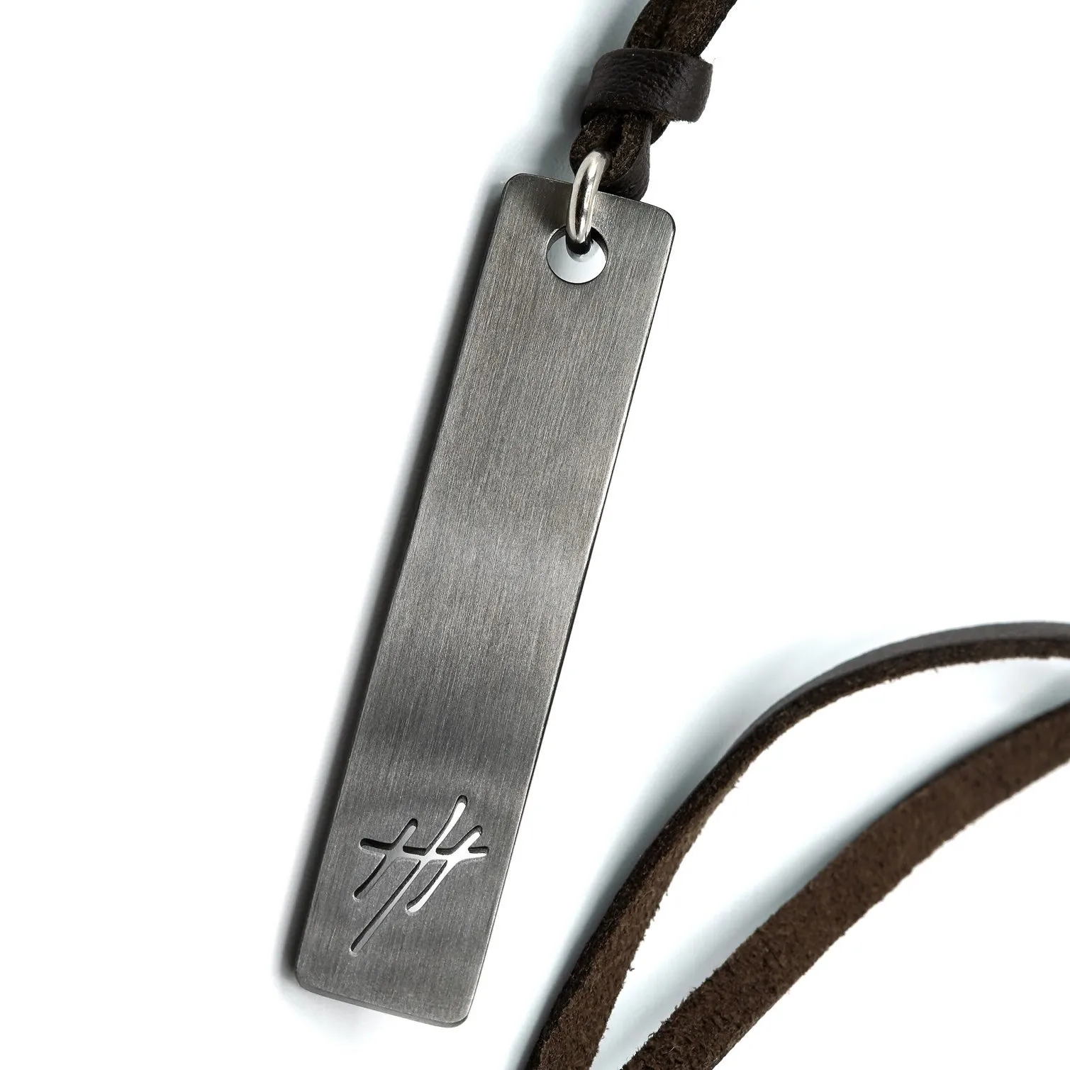 Reversible Stainless Steel Pendant Leather Necklace - Est Restock Dec 2024