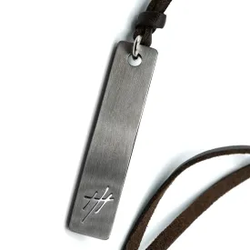 Reversible Stainless Steel Pendant Leather Necklace - Est Restock Dec 2024