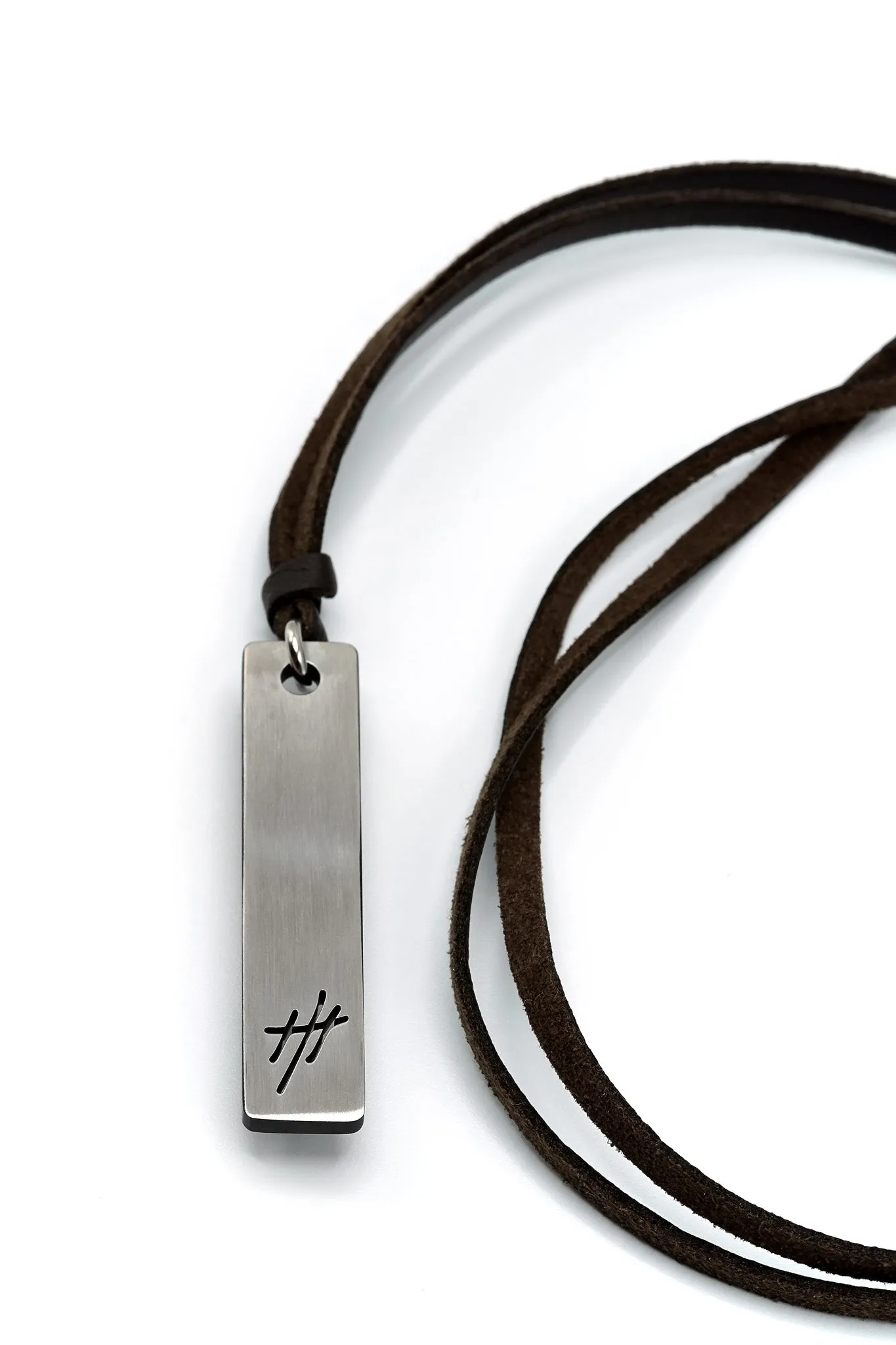 Reversible Stainless Steel Pendant Leather Necklace - Est Restock Dec 2024