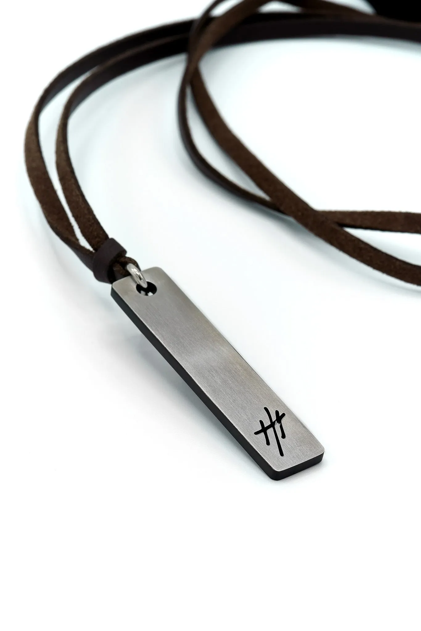 Reversible Stainless Steel Pendant Leather Necklace - Est Restock Dec 2024