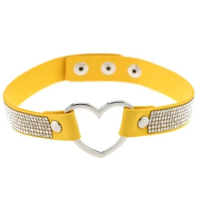 Rhinestone Heart Choker