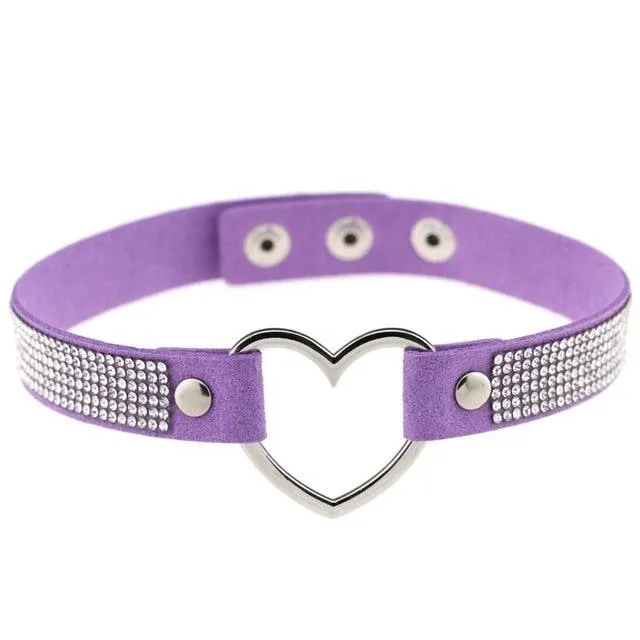 Rhinestone Heart Choker