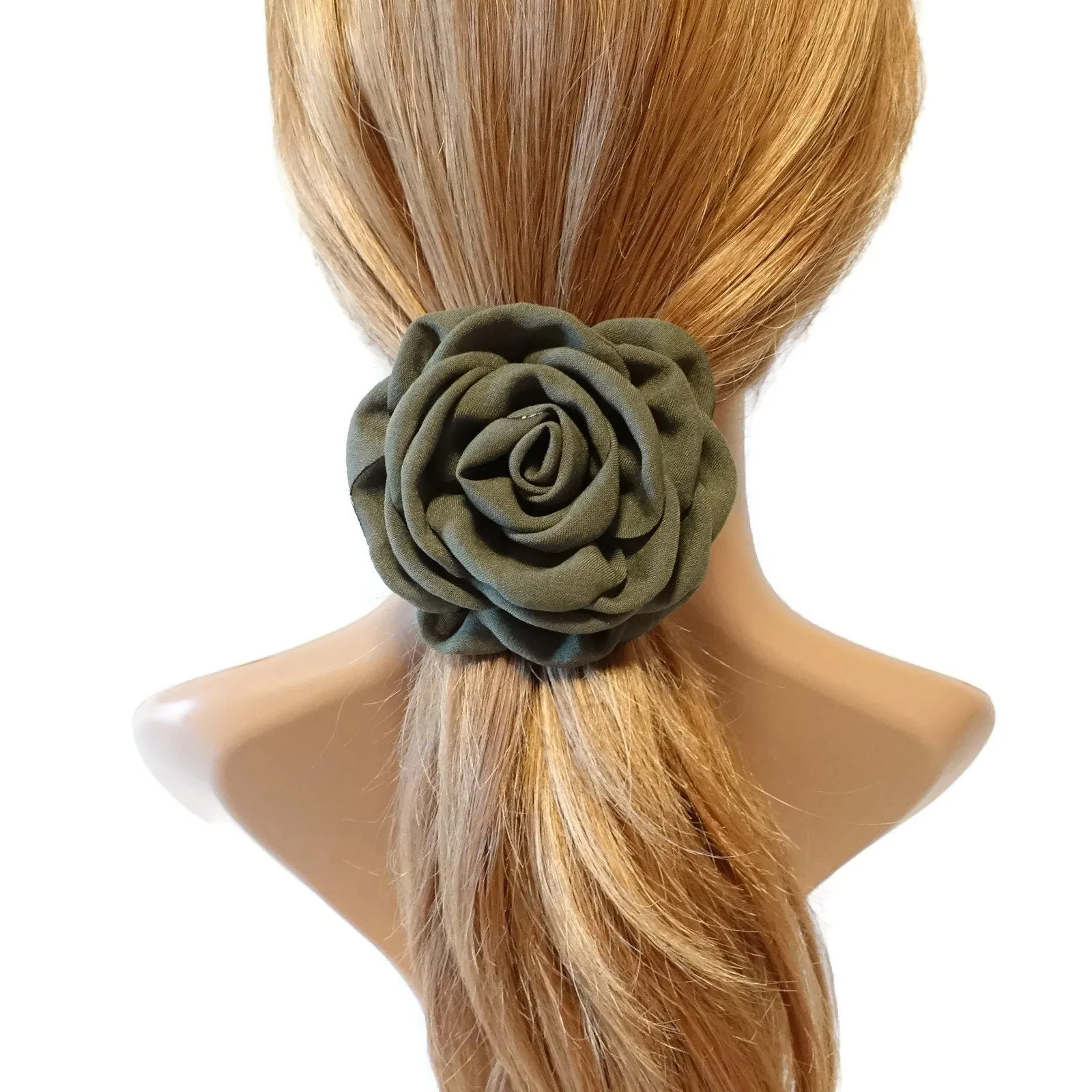 Rose ponytail holder Linen blend discolored petal flower hair ties elastic ponytail holder for women