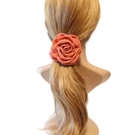 Rose ponytail holder Linen blend discolored petal flower hair ties elastic ponytail holder for women