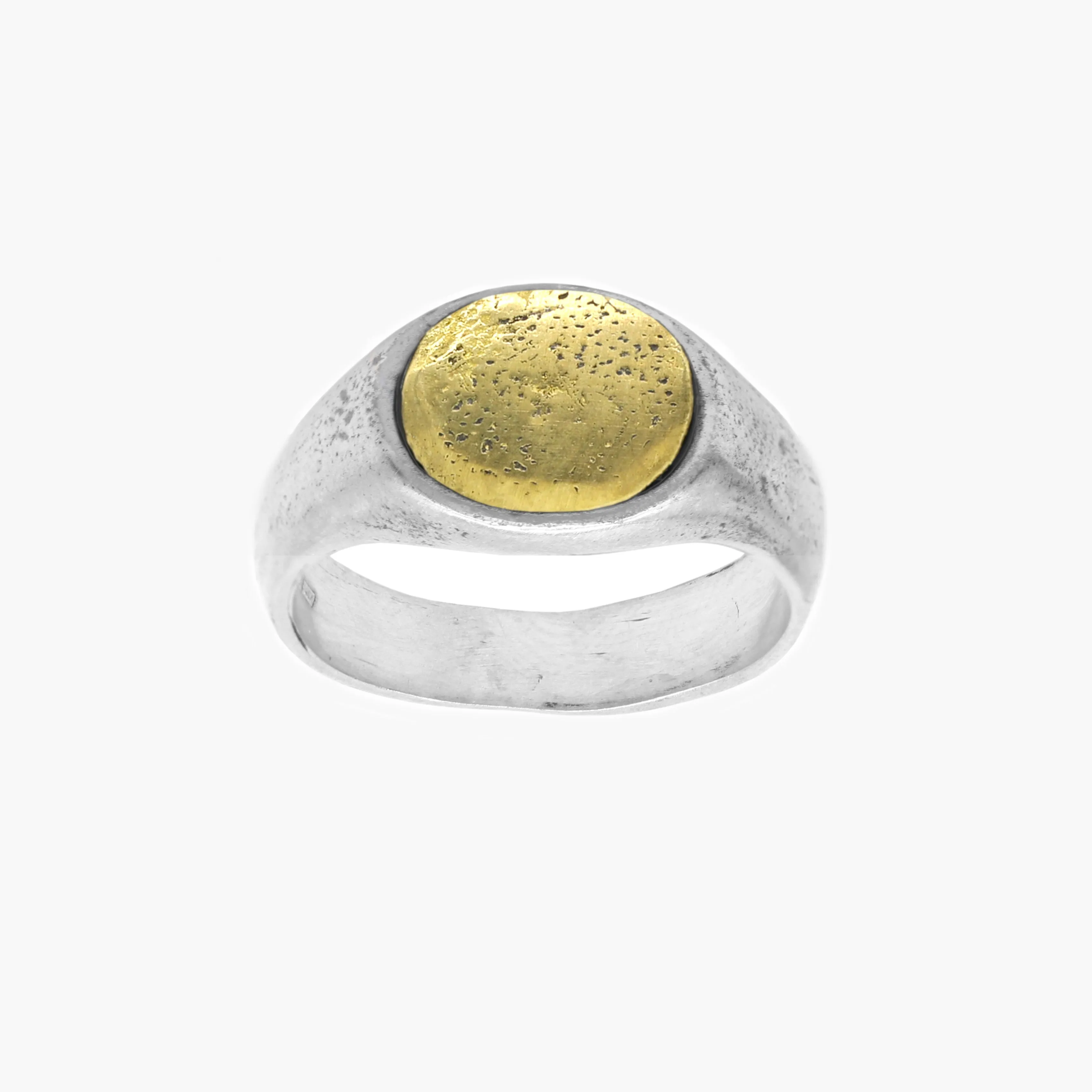 Round Sterling Silver Ring With Gold Details