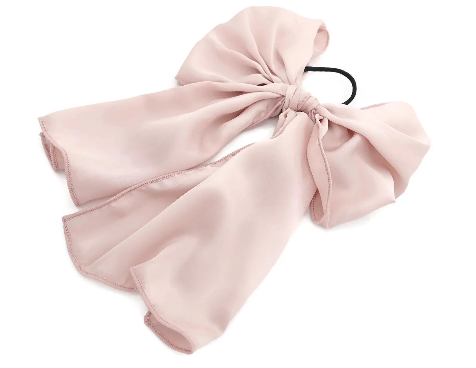 satin big glam bow hair elastic large stylish scarf knot tie bow ponytail holder