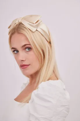 Satin Bow Headband in Cream