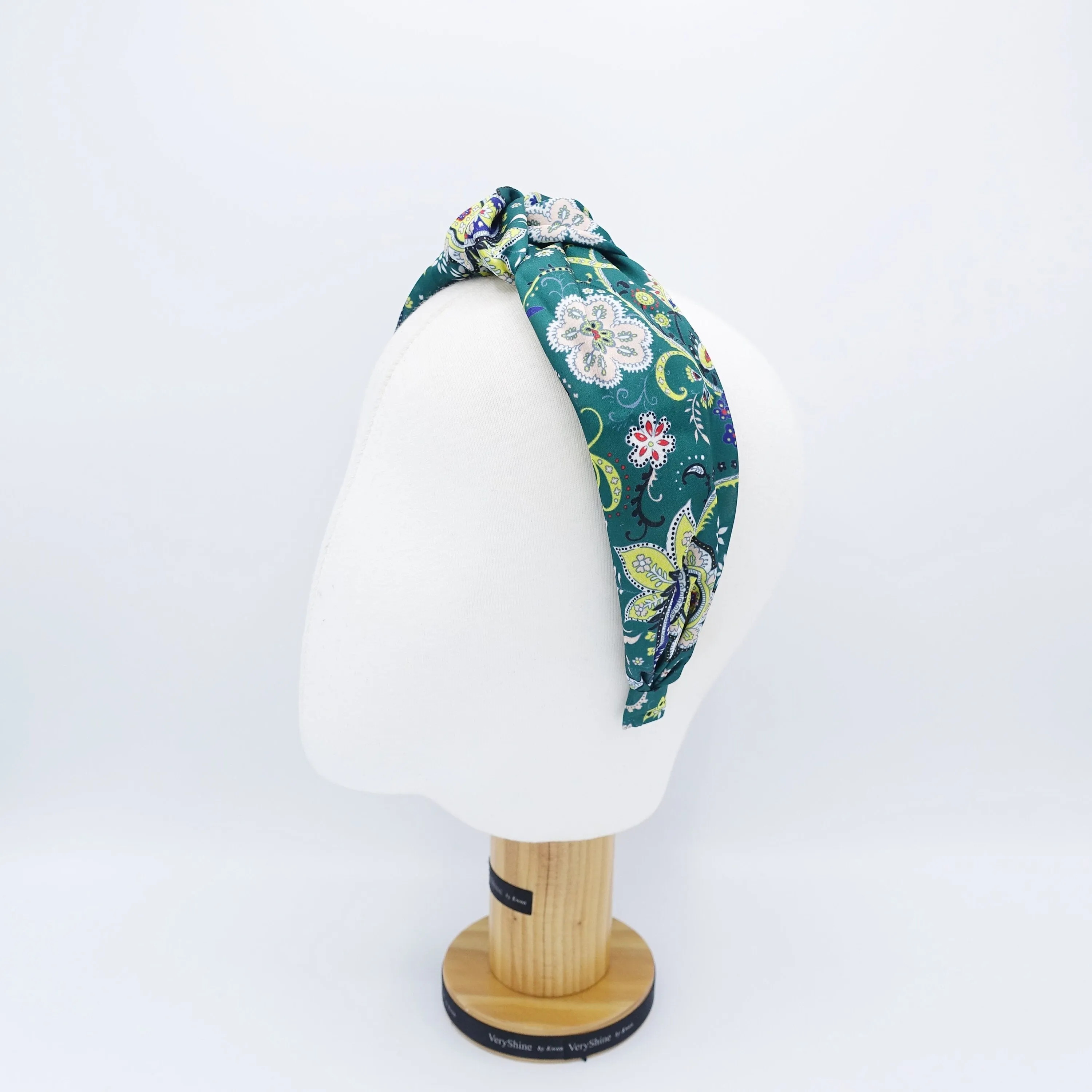 satin paisley flower print knotted headband