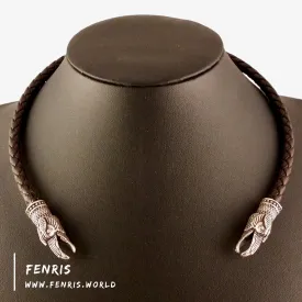 Silver Torc Raven Brown Leather | Fenris