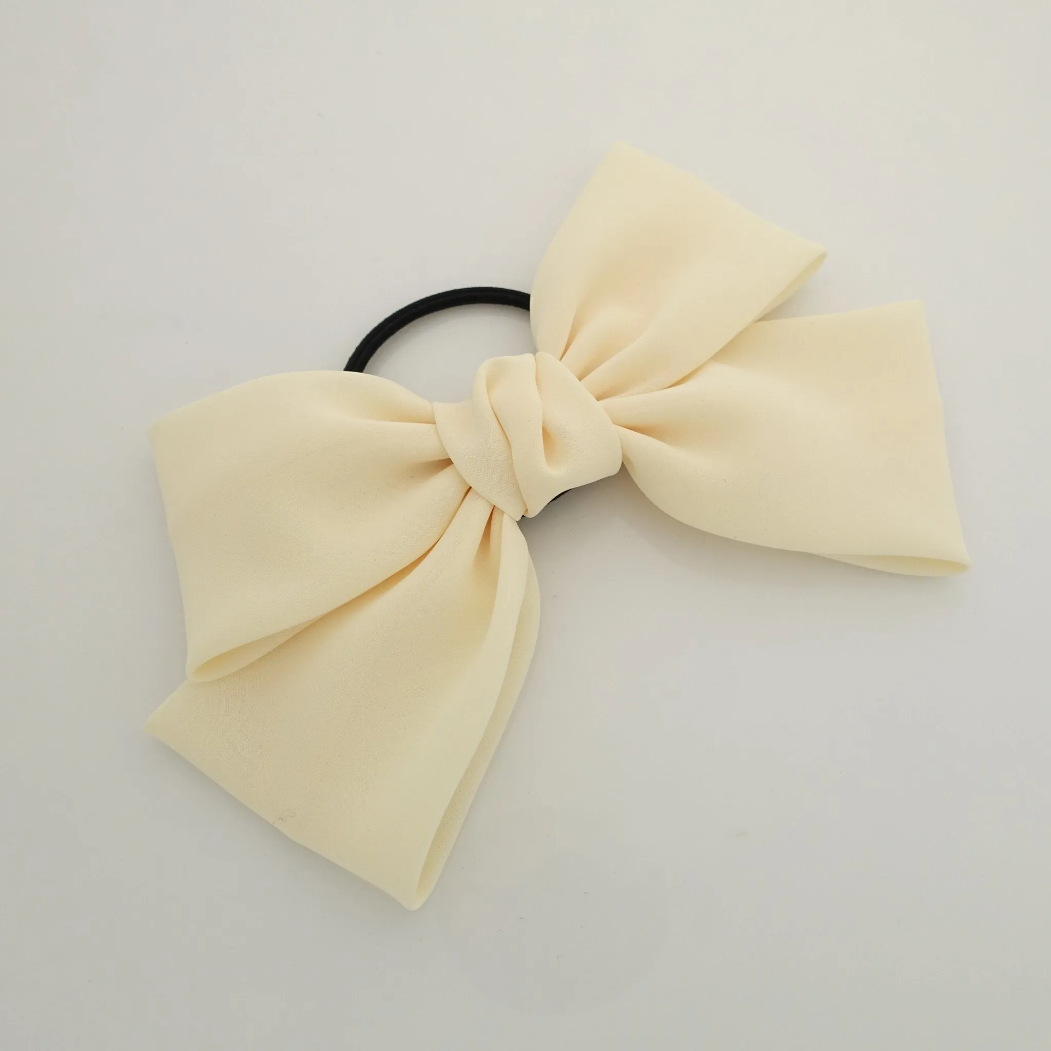 simple chiffon bow ponytail holder basic style hair bow tie elastics