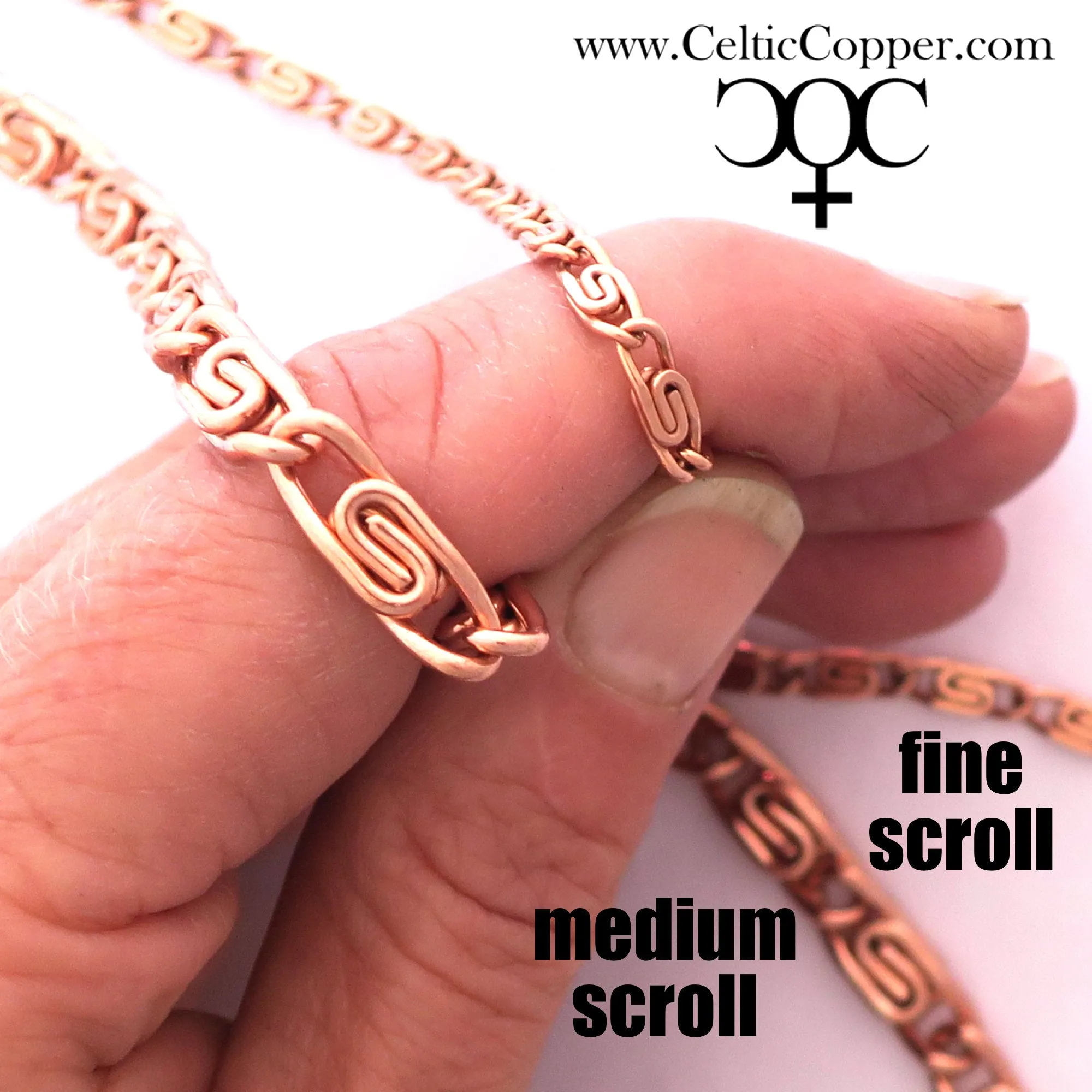 Solid Copper Ankle Bracelet Medium Celtic Scroll Chain Anklet AC66 Medium Weight Adjustable Solid Copper Anklet Chain