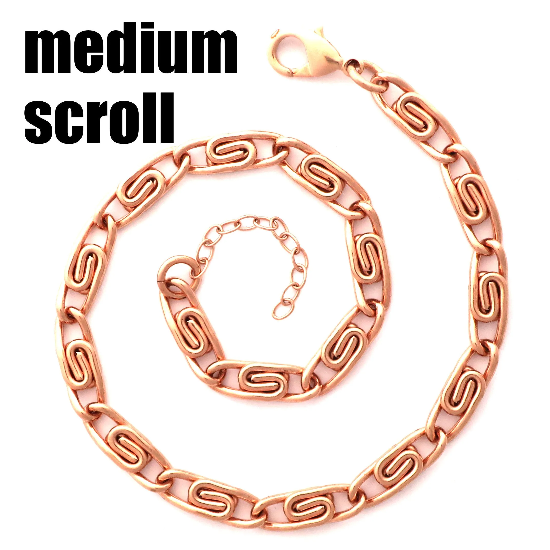 Solid Copper Ankle Bracelet Medium Celtic Scroll Chain Anklet AC66 Medium Weight Adjustable Solid Copper Anklet Chain