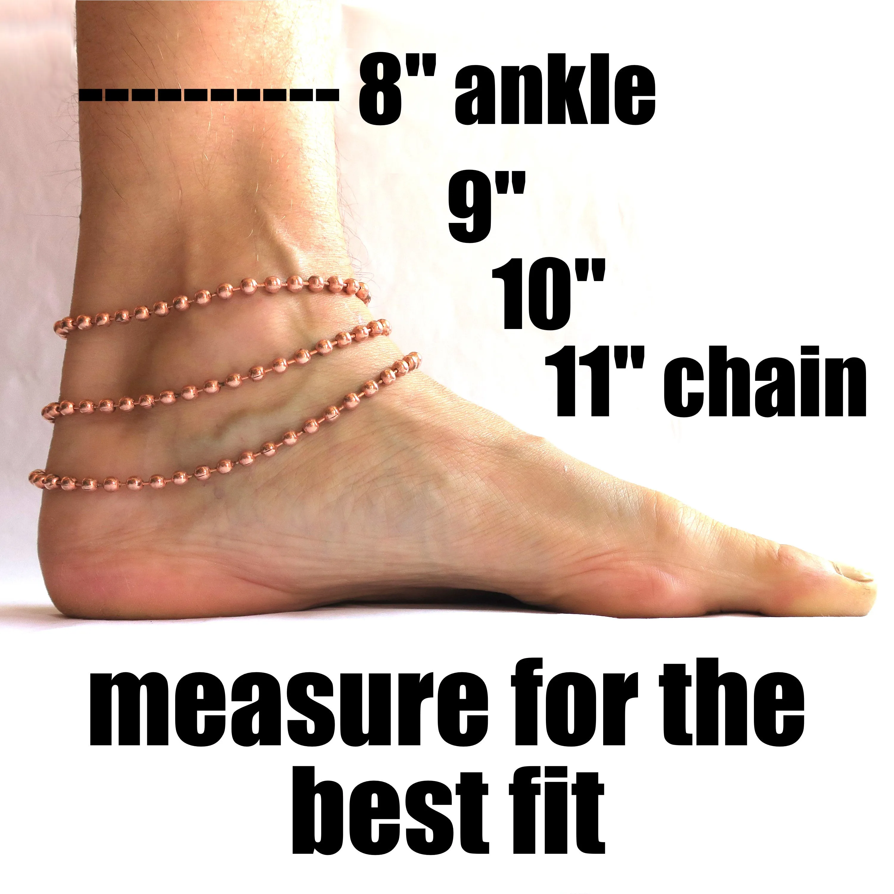 Solid Copper Ankle Bracelet Medium Celtic Scroll Chain Anklet AC66 Medium Weight Adjustable Solid Copper Anklet Chain