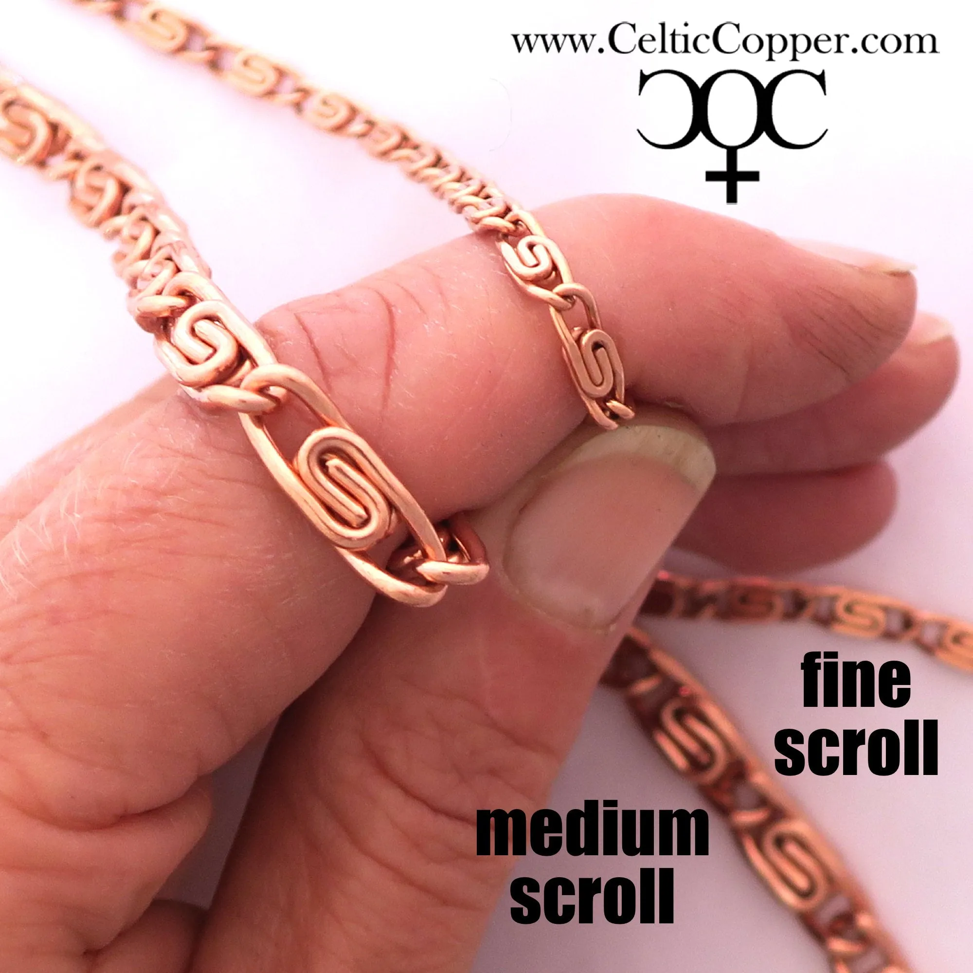 Solid Copper Bracelet Chain Celtic Copper Fine Scroll Chain Bracelet BC61 Solid Copper Celtic Bracelet Chain 3mm