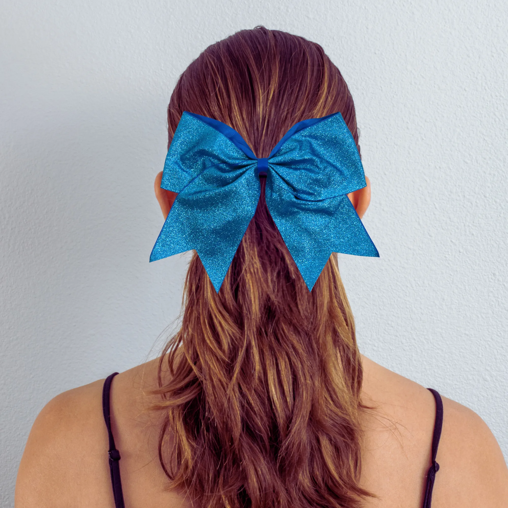 Teal Glitter Cheer Bow