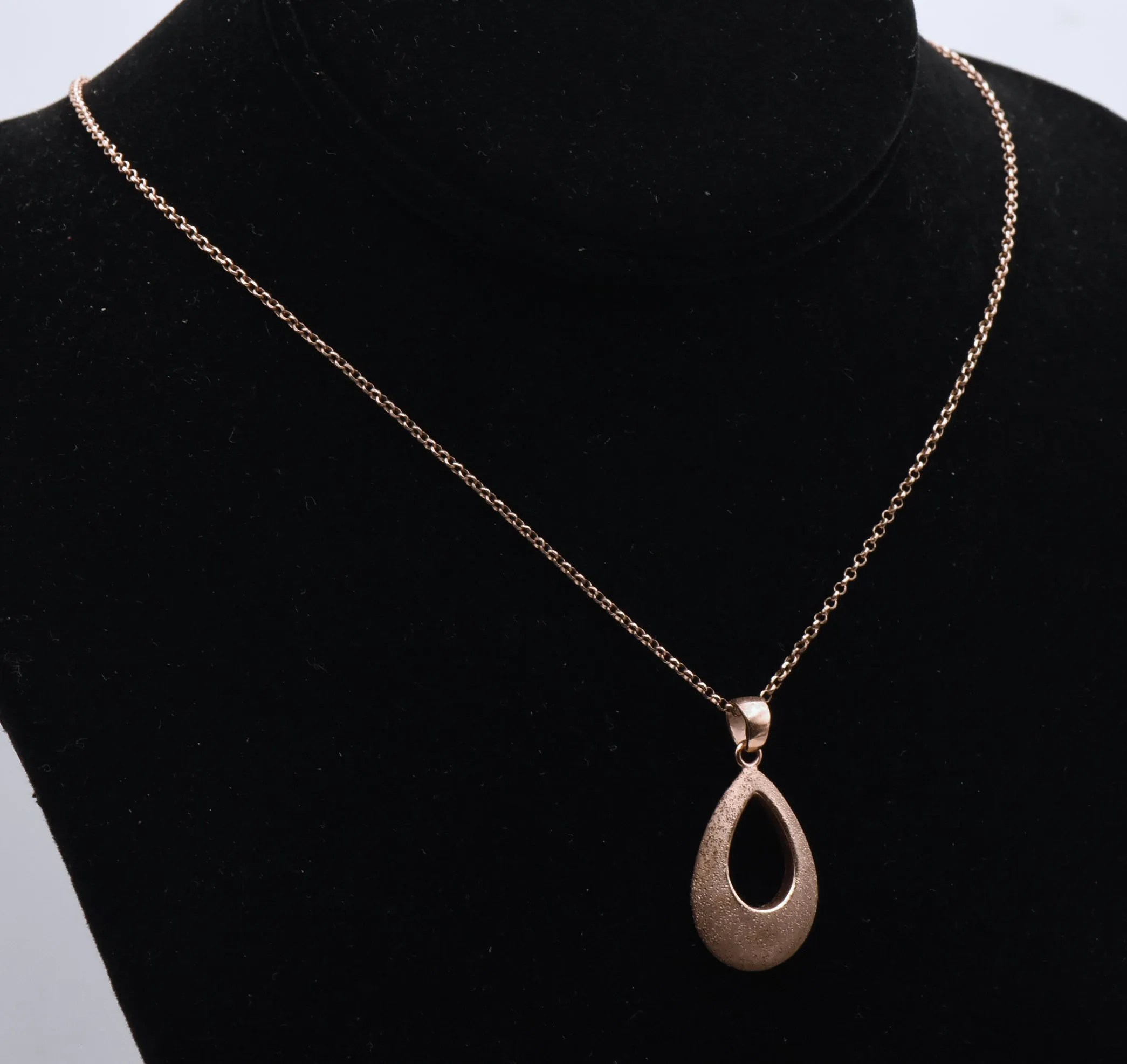 Vintage Sterling Silver Copper Tone Pendant Necklace