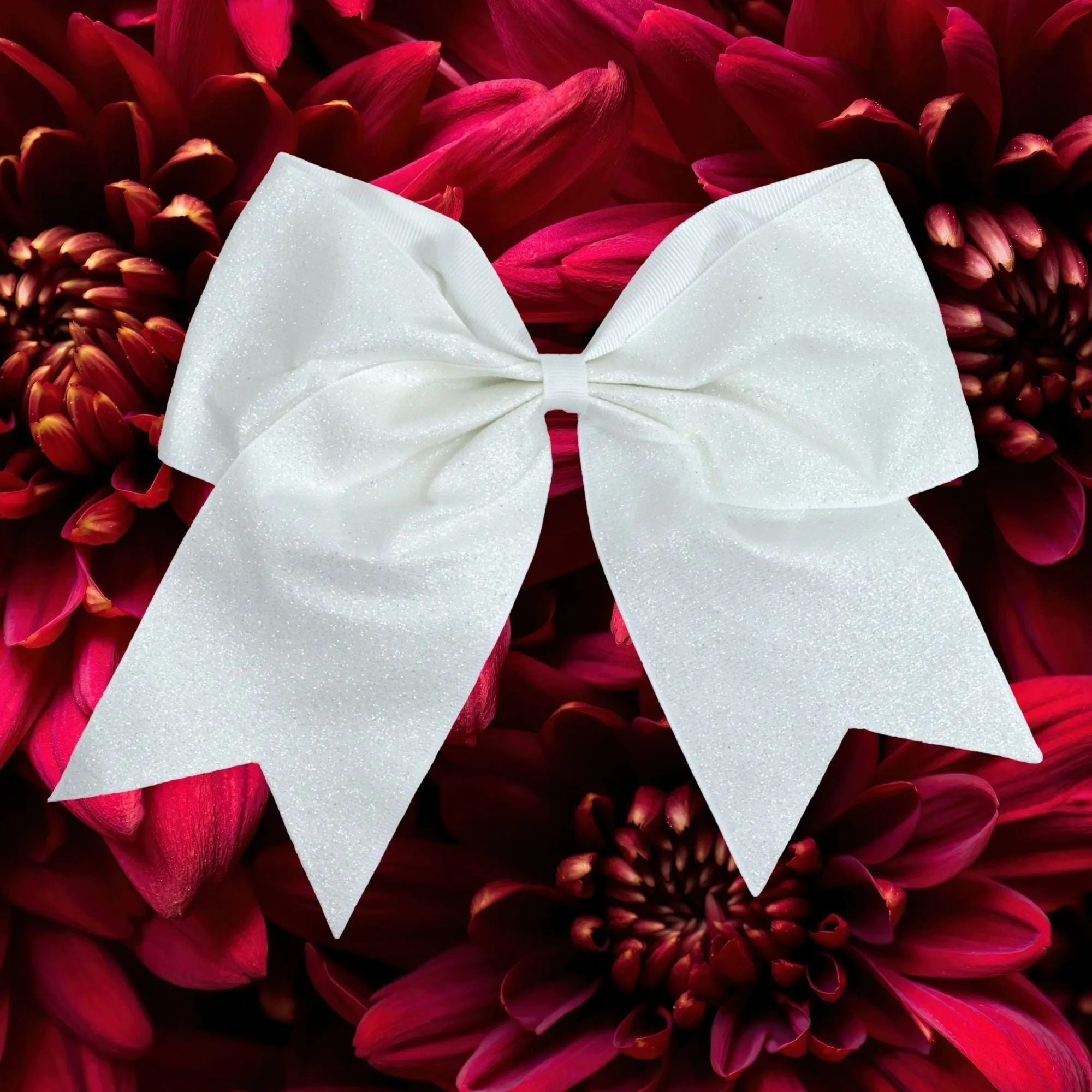 White Glitter Cheer Bow