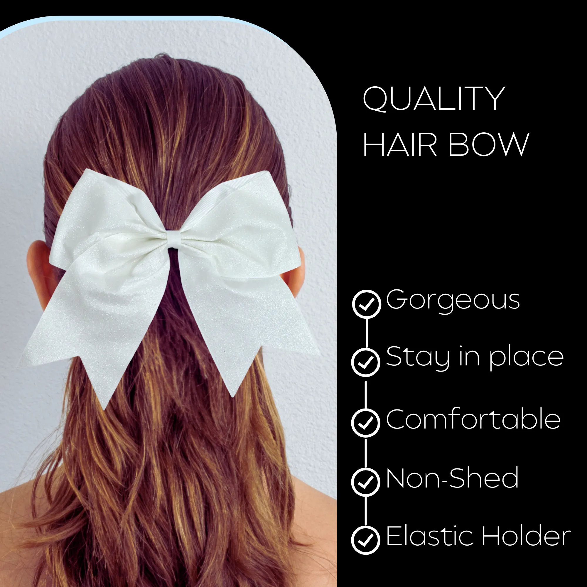 White Glitter Cheer Bow