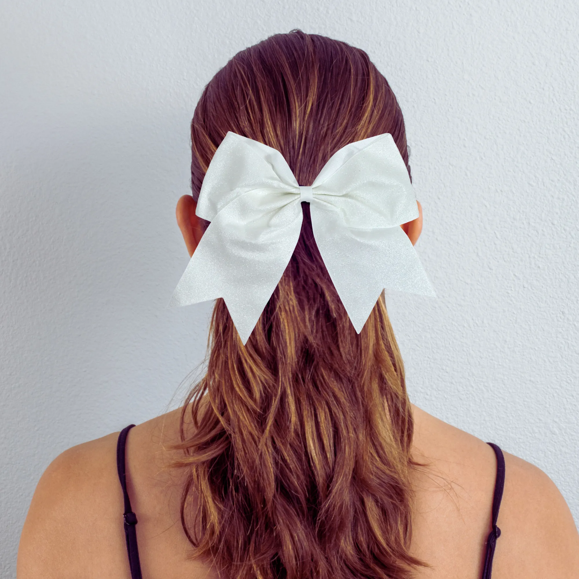 White Glitter Cheer Bow