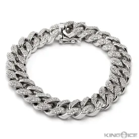 White Gold 15MM "Studded"  Miami Cuban Bracelet