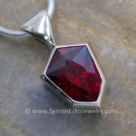 White Gold Pendant for Large & Very Large Sized Gems - Depicted with a Fantasy cut 12 Carat Rhodolite Garnet(Setting Only, Center Stone Sold Separately)