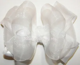 White Organza Satin Hair Bow