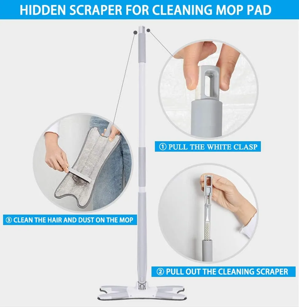 X-type Floor Mop with Microfiber Pads 360 Degree Flat Mop for Home Replace Hand-free Wash Household Cleaning Tools