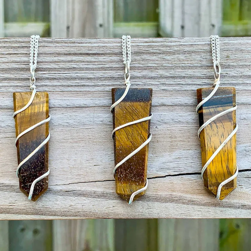 Yellow Tiger Eye Pendant Necklace